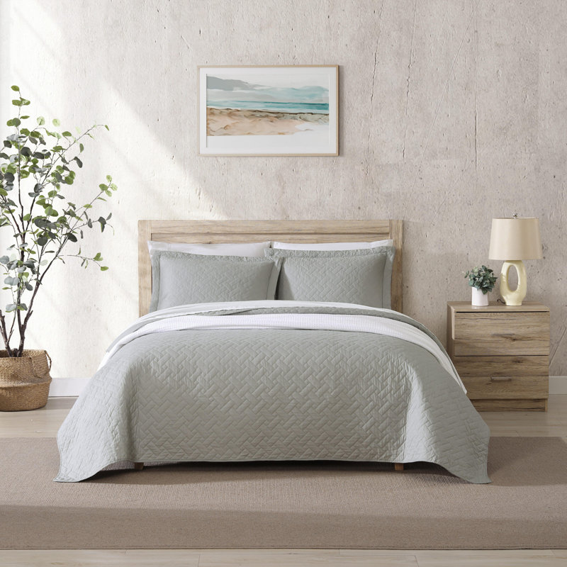 Gray Twin Cotton Reversible Quilt Set