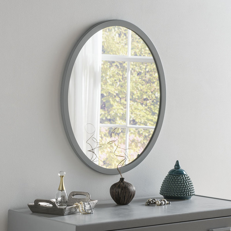 Maureen Wood Flat Wall Mirror, 64.6cm H x 54.5cm W, Black