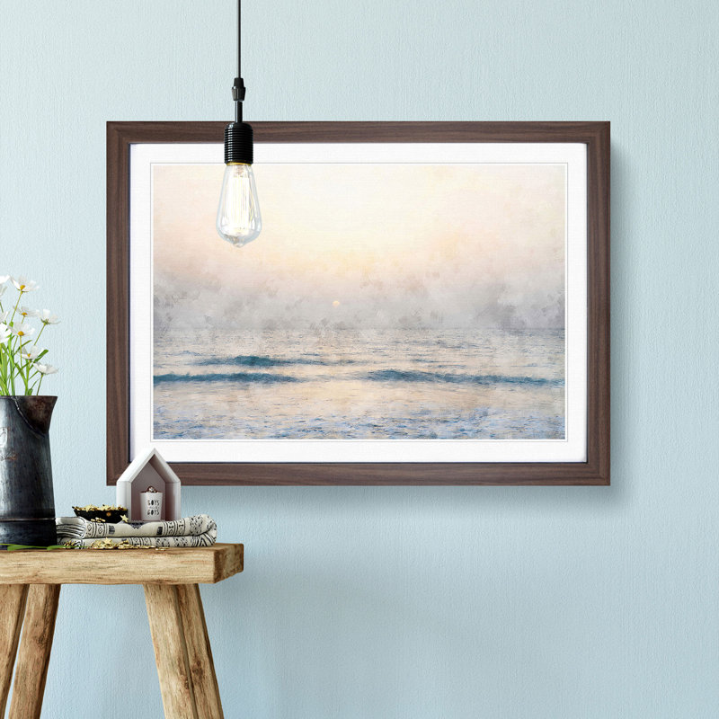 Calm Sea - Picture Frame Graphic Art Print, 62cm H x 87cm W x 2cm D, Walnut Framed