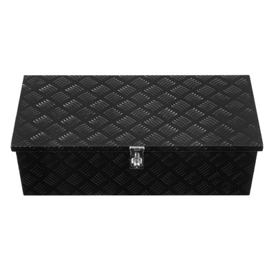 Heavy-Duty Aluminum Truck Bed Tool Box, 30"x13"x9.6", Stripes Plated Tool Box with Side Handle and Lock Keys, Storage Toolbox Chest Organizer for Trailer, Pickup, Truck Bed, RV, Black