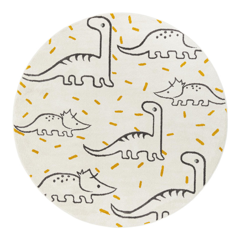 Unique Loom Dinosaur Whimsy Kids Rug, Round 7'10"
