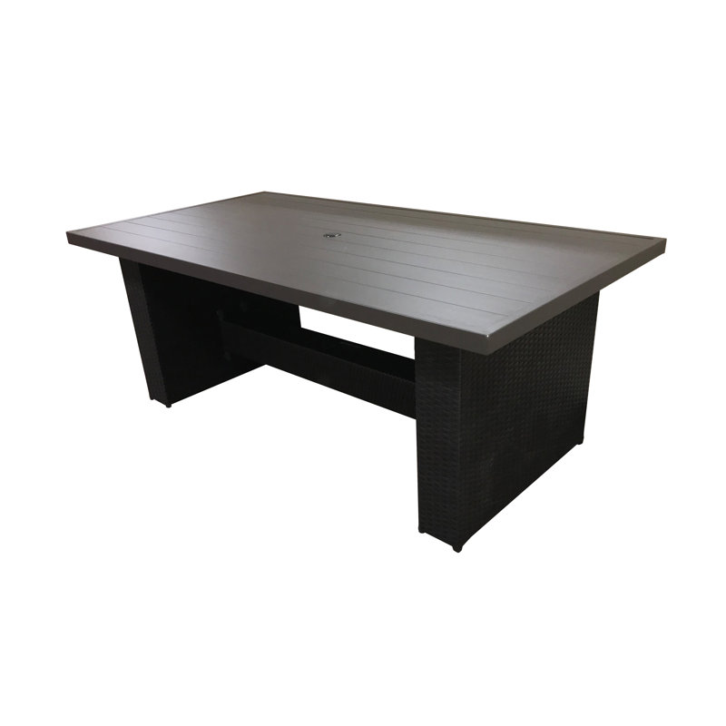 Anishia 6 - Person Metal Patio Dining Set with Extendable Rectangular Table