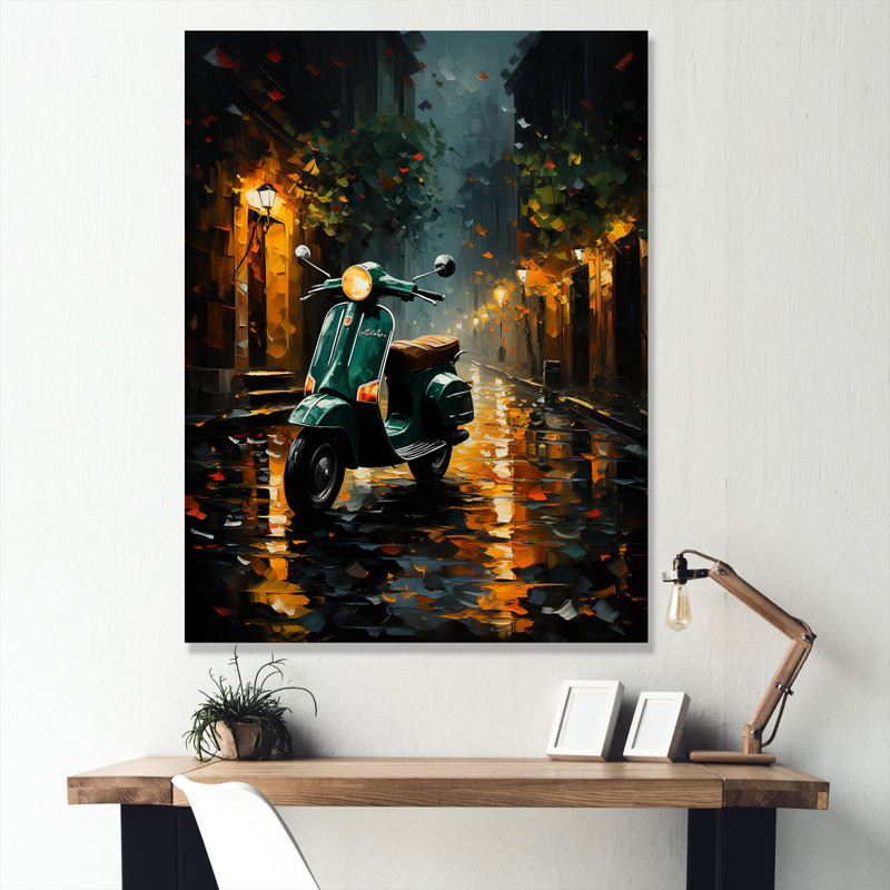«Night Streets And Scooters III», reproduction sur toile, Toile tendue, H 44 po x l 34 po x P 1,5 po