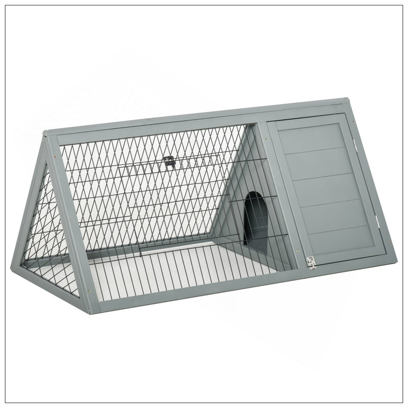 Cage à lapin compacte à structure en A compacte avec huche en fil de fer ventilé et cour extérieure, idéale pour les petits animaux et peu encombrante