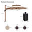 WInon - Parasol en porte-à-faux rond en bois 120 "avec comptoir à manivelle avec base au sol, beige-1780437114