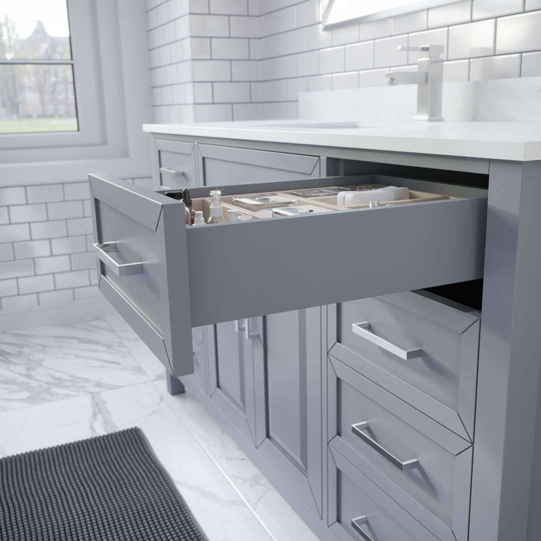 Domela 60" W x 22" x 35" H Single Sink Vanity with Power Bar and Drawer Organizer Wildon Home® Base 