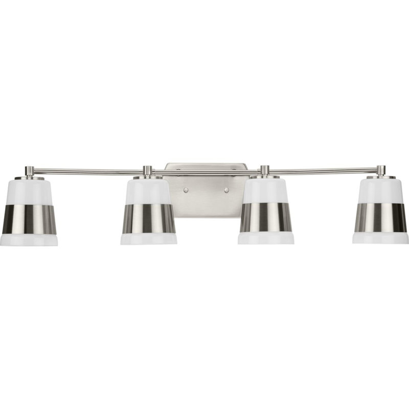 Markail 4 - Light Dimmable Vanity Light, Brushed Nickel, Brushed Nickel/White