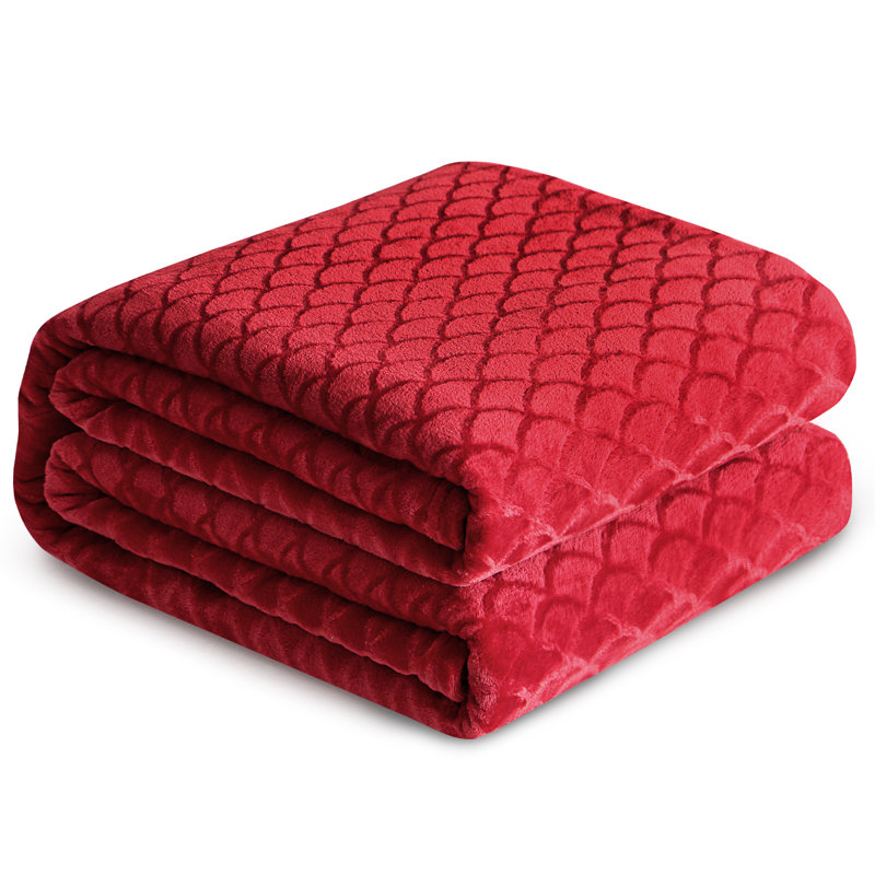 Couverture en flanelle brossée rouge très grand, Rouge, Très grand lit