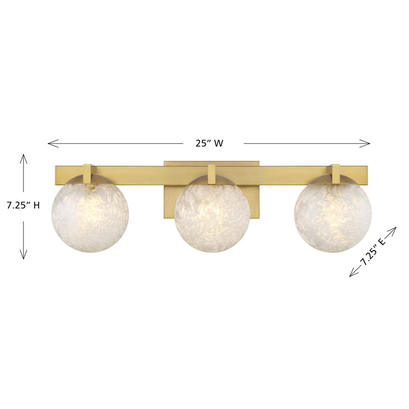 Luminaire pour meuble-lavabo Darien, Laiton, H 7,25 po x l 25 po x P 5,88 po, 3 lumières