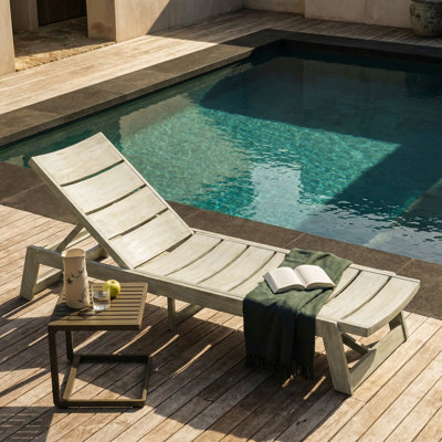 Ensemble de chaises longues inclinables en acacia de 78,75 po Vinita