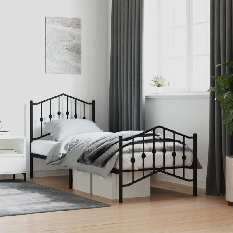 Afrin Metal Bed, European Double (140 x 200cm), Black