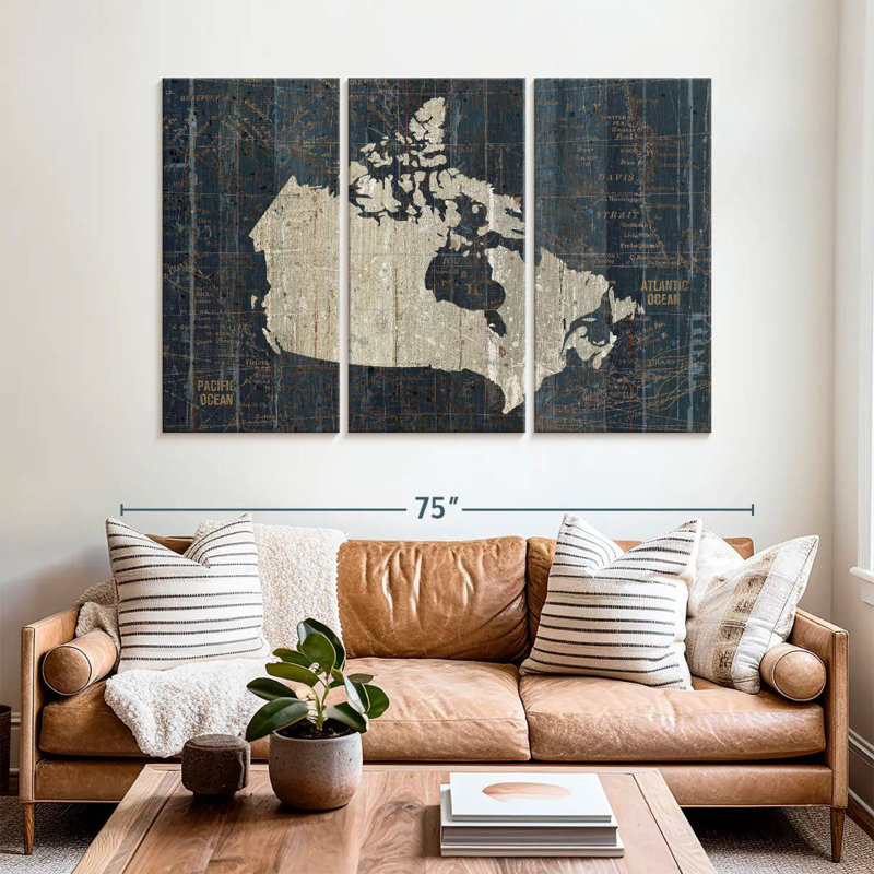 Carte du vieux monde Aliaz - Canada bleu, H 42 po x l 65 po