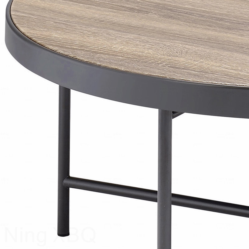 Table basse en chêne gris patiné avec structure noire