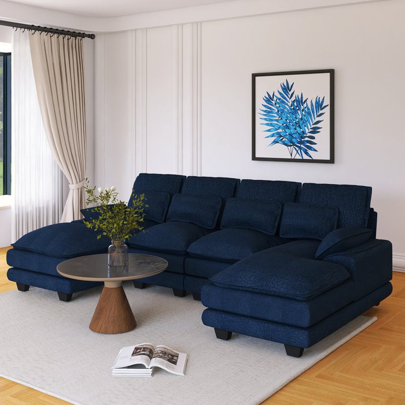 Canapé modulaire rembourré 8 places, Bleu