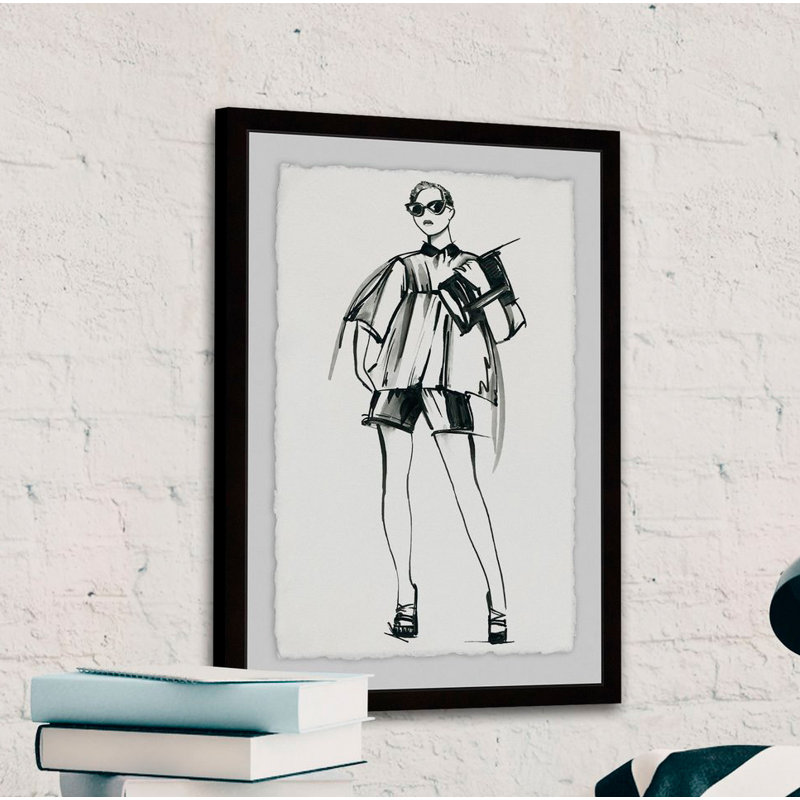 « school chic », reproduction de peinture à l’aquarelle encadrée, H 45 po x l 30 po