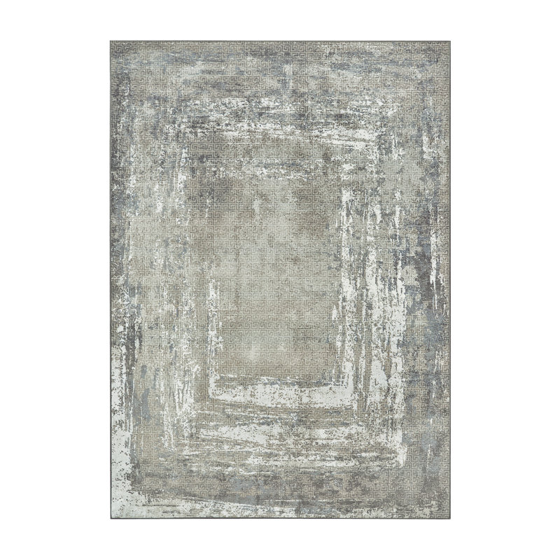 Tapis rectangulaire à motif antidérapant Amaya Greige, Rectangle 5 pi x 7 pi