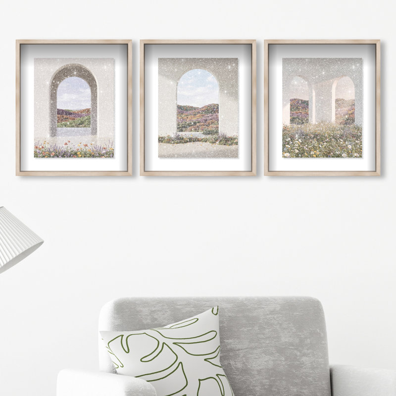 Paradise Arches Set Set by Oliver Gal, 21.5"H x 25.5"W, Natural Oak Shadowbox