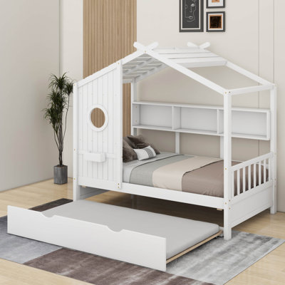 Lit simple en bois avec lit gigogne