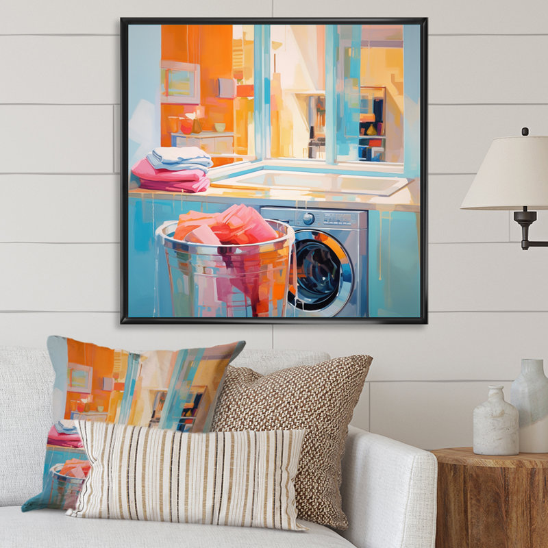 Blanchisserie, "Abstract Reflections I" sur toile, H 30 po x l 30 po x P 1 po, Cadre flottant noir
