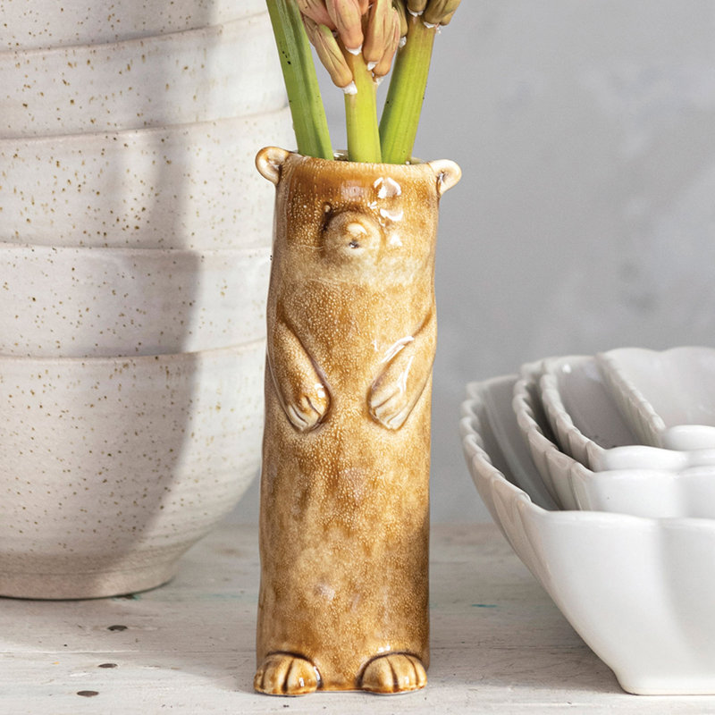 Vase en grès avec glacis réactif craquelé