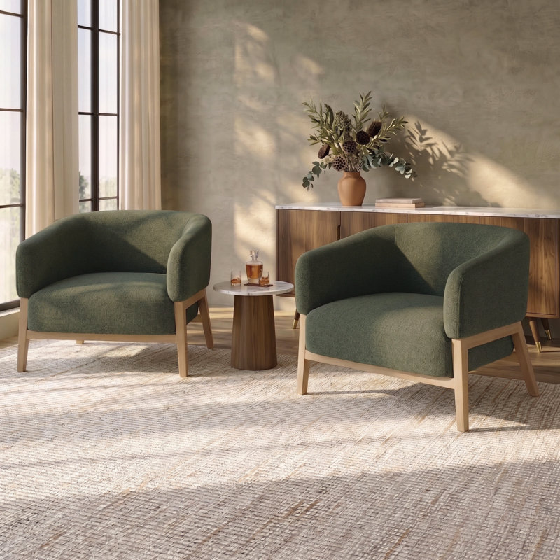 Fauteuil d'appoint pivotant rembourré Meraki, Chanvre