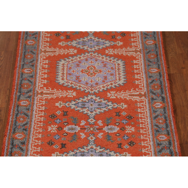 Tapis de couloir indien orange en laine Viss 3 x 8