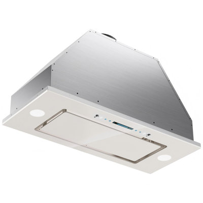 Hotte encastrable 36 pouces 900 CFM en acier inoxydable et verre blanc avec DEL à intensité variable et contrôle des mouvements