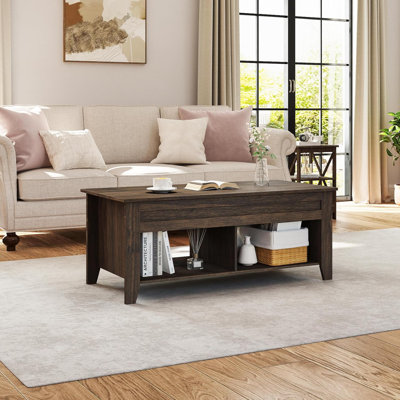 Lift Top Coffee Table, Coffee Table with Hidden Storage Compartment & Lower Shelf, 41in Center Table for Living Room, Office, Grey -  Latitude Run®, 7D89F3C61488432F829CB3AB4DACF21B