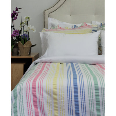 Ensemble de housse de couette / housse de couette Seersucker Stripe Queen Multi