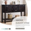 Console de style rétro en bois massif de 46 po avec tiroirs, armoires et tablette inférieure-129228976