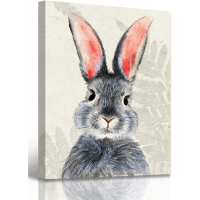 Bunny Wall Art Framed Canvas Print, Easter Bunny Poster For Nursery Kids Room Decor, Funny Cute Rabbit Picture, Modern Home Artwork 12X16 Inch