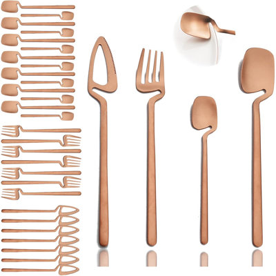 Ensemble de couverts 32 pièces avec finition mate - Ensemble de couverts en acier inoxydable pour 8 personnes - Comprend les couteaux de table, les fourchettes, les cuillères et les cuillères à café - Va au lave-vaisselle