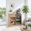 Armoire à café avec espace réfrigérateur, rangement pour le vin et station de charge, buffet cannelé pour la vie moderne