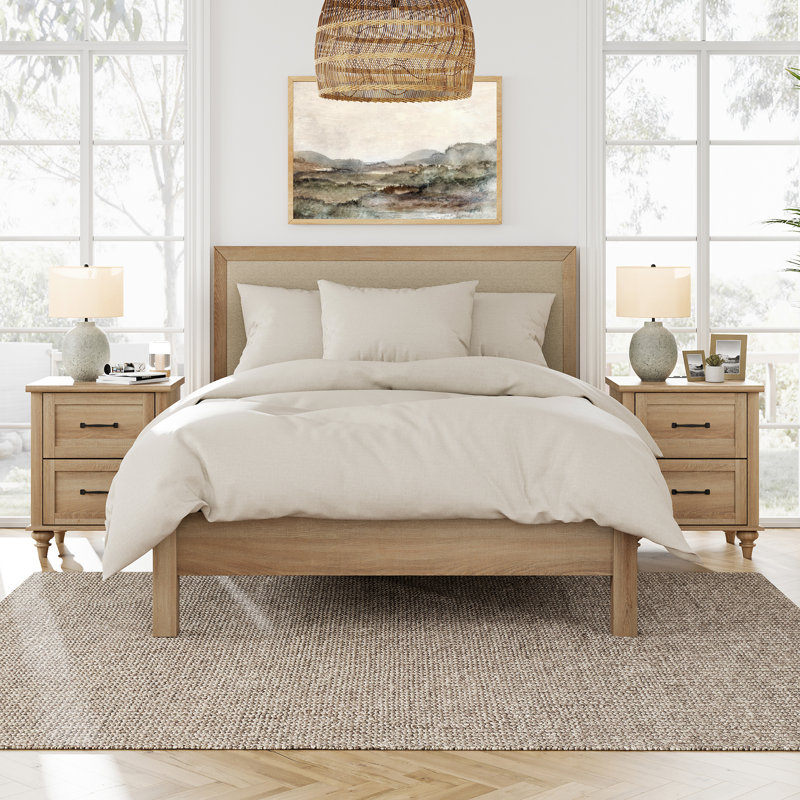 Ninh 2 - Drawer End Table Set, Antique Oak