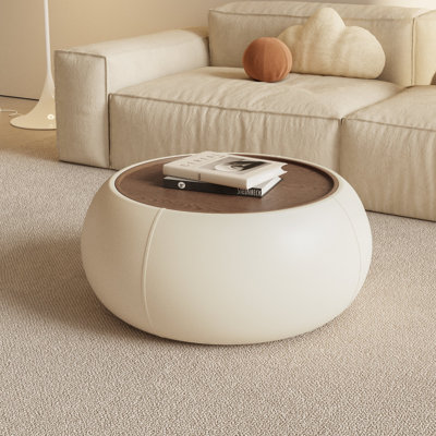 Modern Round Ottoman with Storage - Multi-Function Coffee Table