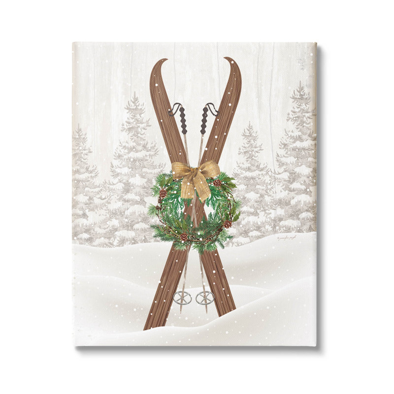 «Winter Skis Holiday Wreath» par Jennifer Pugh, H 40 po x l 30 po x P 1,5 po