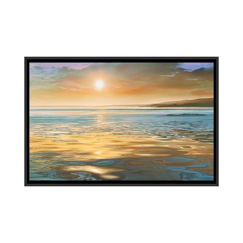 " Evening Calm " by Mike Calascibetta, 18" H x 26" W x 1.5" D, Black Framed Canvas, No Mat
