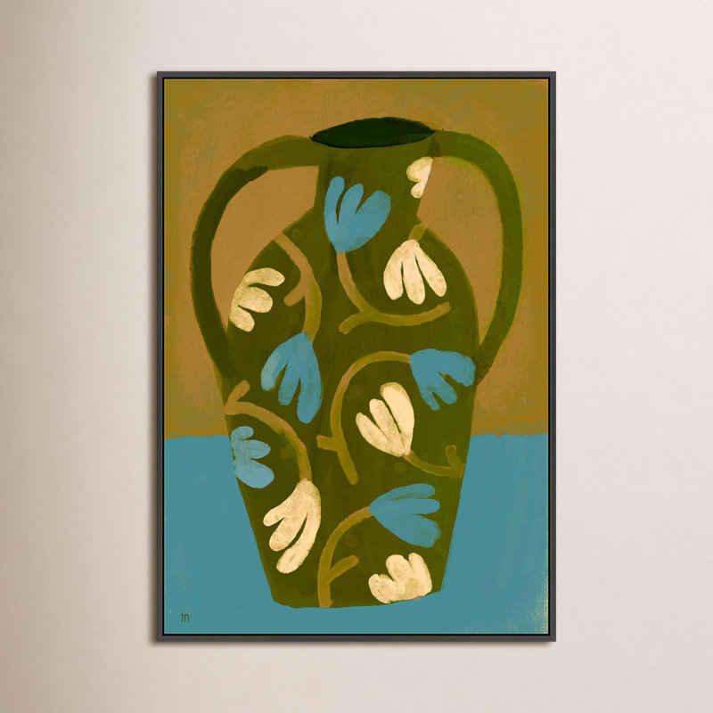 "Burdette Green Vase" par Marco Marella - impression d'un seul cadre, Toile encadrée noire, H 30 po x l 21 po x P 1,25 po