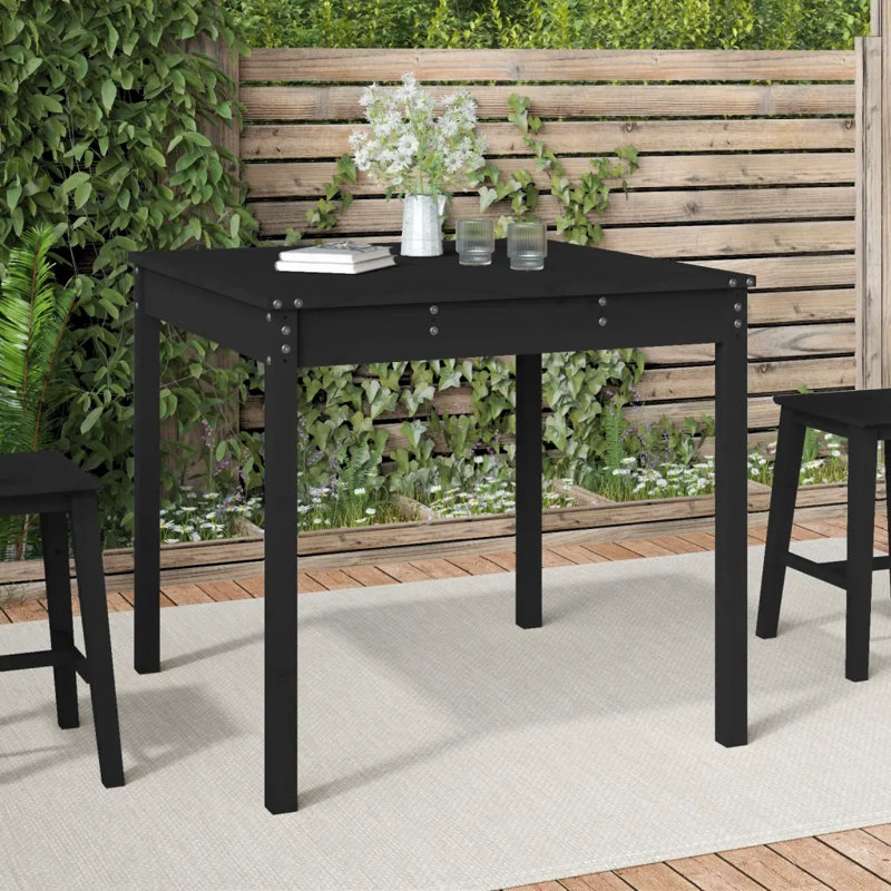 Lashelle Square Pine Outdoor Dining Table , 82.5cm cm W 82.5cm cm D, Black