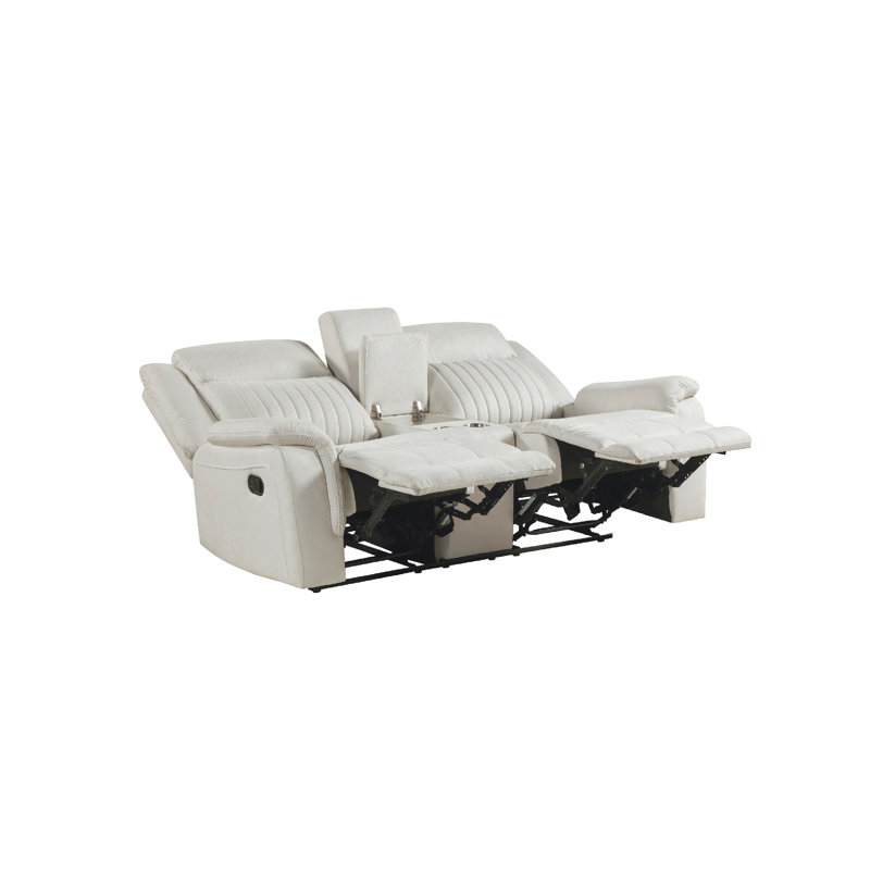 Causeuse inclinable manuelle avec porte-gobelet Lenny, microfibre beige, Beige