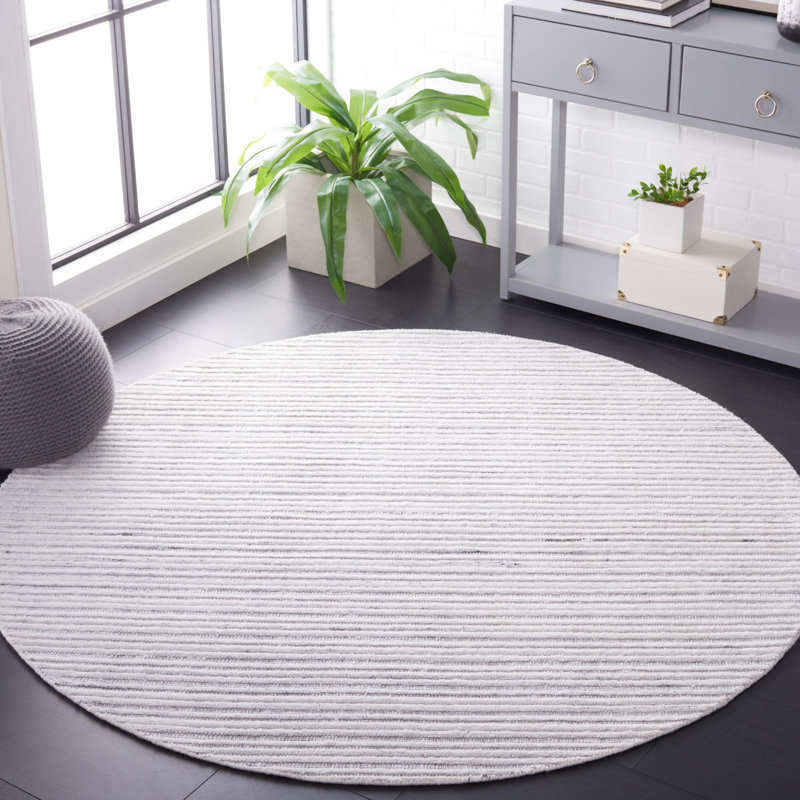 Jennalee Hand Woven Performance Striped Rug, Round 6'