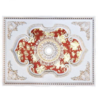 Rectangular Red Rose Bouquet Ceiling Medallion