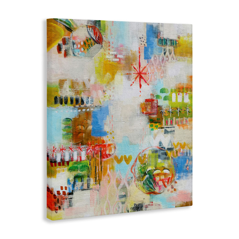 Toile abstraite exubérante d'été, design par Katherine Irvin, H 20 po x l 16 po