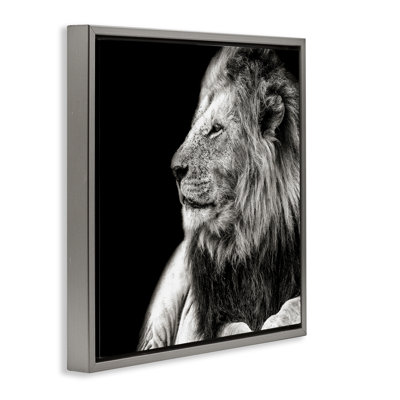 Portrait de lion sur toile flottante encadrée par Shelley Lake