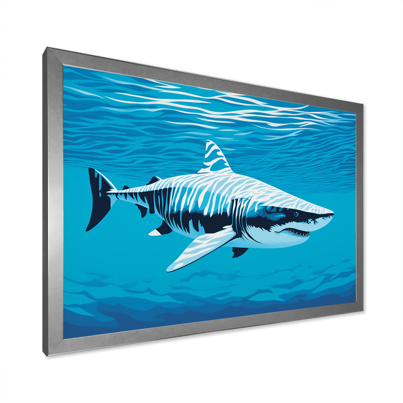 " Tiger Shark Territory ", Silver Single Picture Framed, 24" H x 32" W x 1" D
