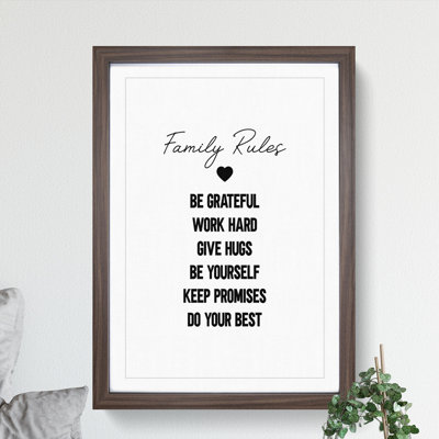 Family Rules - Picture Frame Typography