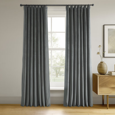 Olivia Signature Velvet Curtains, Blackout Curtains for Living Room Large Window Single Panel
