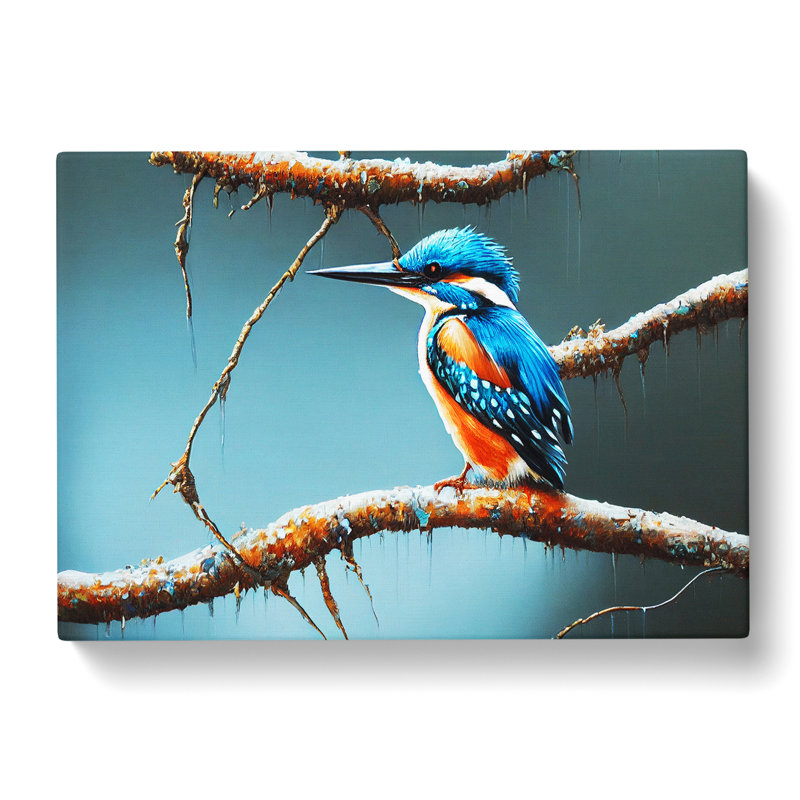 Graceful Kingfisher Bird - Wrapped Canvas, 40cm H x 60cm W x 3cm D