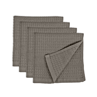 Waffle Washcloth Set of 4 – 100% Natural Cotton, Quick-Dry Exfoliating Wash Cloths, Adilyn