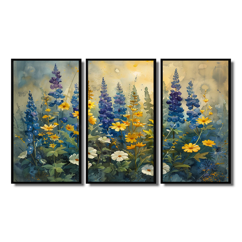 Belles - ensemble de décoration murale Lupin, H 28 po x l 36 po x P 1 po, Toile avec cadre flottant noir